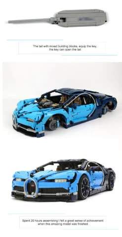 [No Box] Lepin 20086 Bugatti Chiron 42083 4031Pcs Technic Series Blue Version -Model handmade d8cca835ef